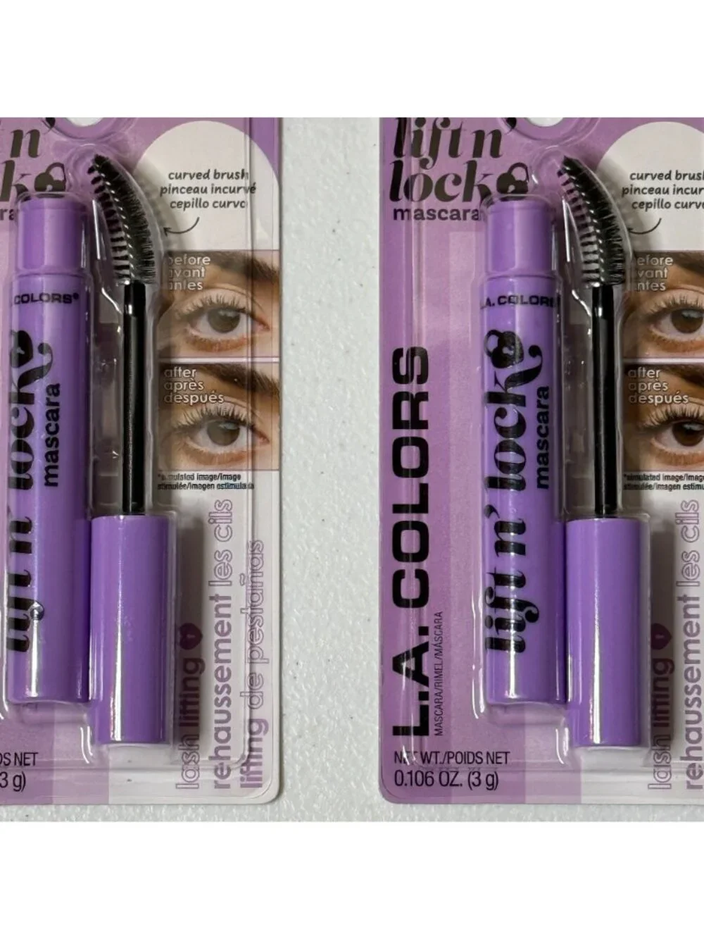 LA Colors Lift N Lock Mascara Black Curved Brush 2 Pack
